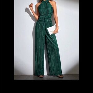 SHEIN Elegant Green Halter Jumpsuit TALL